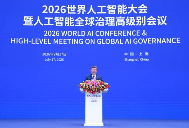 (260717) -- SHANGHAI, July 17, 2026 -- Chinese President Xi Jinping delivers a keynote speech at the opening ceremony of the 2026 World AI Conference and High-Level Meeting on Global AI Governance in Shanghai, east China, July 17, 2026. ) CHINA-SHANGHAI-XI JINPING-2026 WORLD AI CONFERENCE-OPENING (CN) ShenxHong 