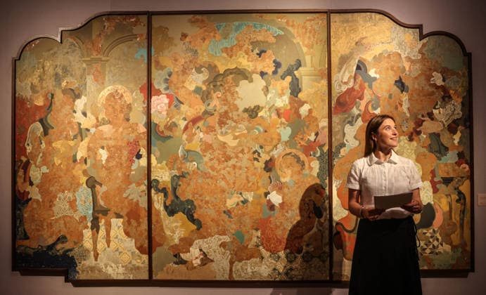 The Meeting Ground Scenes from the KNMA Collection 16th July 2026. The art work by MANJUNATH KAMATH Alternative layers on display at Christies in London. One of the highlights of their exhibition showcasing art for The Kiran Nadar Museum of Art (KNMA), New Delhi in an exhibition entitled The Meeting Ground: Scenes from the KNMA Collection This major institutional exhibition will take place at Christie’s in London, from 16th July to 21st August 2026, as part of Christie’s summer exhibition series bringing South Asian artistic histories to wider audiences and creating new contexts for engagement with the collection.  Copyright: xRichardxPohlex NINTCHDBPICT001095680490