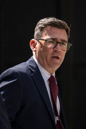 (260717) -- LONDON, July 17, 2026 -- Andy Burnham arrives at a special conference of the Labour Party in London, Britain, on July 17, 2026. Britain s Labour Party announced Friday that Andy Burnham has been confirmed as its leader. Burnham, former mayor of Greater Manchester, is expected to be appointed prime minister on Monday after Keir Starmer formally steps down, in accordance with established procedure. (Photo by Xinhua) (SpotNews) BRITAIN-LONDON-ANDY BURNHAM-LABOR PARTY-LEADER StephenxChung 
