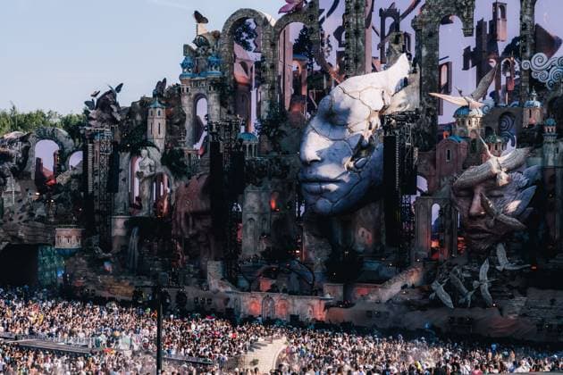 Festival visitors pictured during the first day of the Tomorrowland electronic music festival, Friday 17 July 2026, in Boom. The first weekend of the 20th edition of the festival takes place at the De Schorre terrain in Boom, from 17 to 19 July.  EMILExWINDAL 181370075
