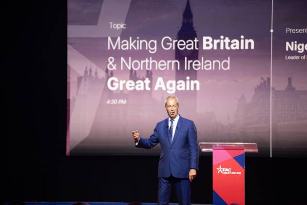 CPAC Great Britain Event 2026 at InterContinental London - The O2, London, UK - Fri 17 July 2026 Reform UK Leader Nigel Farage delivers a speech at CPAC Great Britain Event 2026 at The InterContinental London - The O2 in London, England, UK on Friday 17 July, 2026., Credit:Justin Ng Avalon UK, England, London, InterContinental London - The O2  Copyright: xJustinxNgx xAvalonx 1117063006