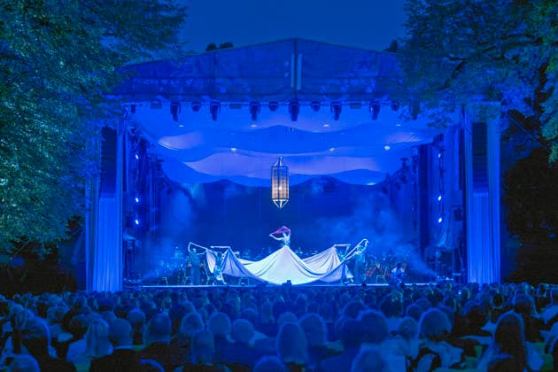 The fairy-tale world of the legend of A Thousand and One Nights comes to life with Ravel and Rimsky-Korsakov. Oriental rhythms, acrobatic creations, stage dance, and the velvety voice of Fatma Said narrating the story of Scheherazade during the International Music Festival in Cesky Krumlov, Czech Republic, July 17, 2026. (CTKxPhoto VaclavxPancer) CTKPhotoP2026071707809  CTKPhotoP2026071707809