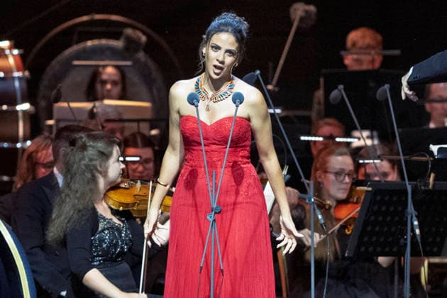 The fairy-tale world of the legend of A Thousand and One Nights comes to life with Ravel and Rimsky-Korsakov. Oriental rhythms, acrobatic creations, stage dance, and the velvety voice of Fatma Said narrating the story of Scheherazade during the International Music Festival in Cesky Krumlov, Czech Republic, July 17, 2026. Pictured Egyptian soprano Fatma Said. (CTKxPhoto VaclavxPancer) CTKPhotoP2026071707868  CTKPhotoP2026071707868