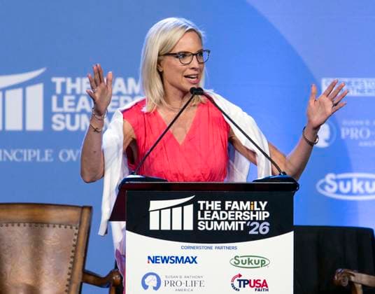 July 17, 2026 - Des Moines, Iowa, USA - Republican Congresswoman ASHLEY HINSON, candidate for U.S. Senate from Iowa, addresses the 2026 FAMiLY Leadership Summit. Des Moines USA  - ZUMAce6_ 20260717_zaf_ce6_018 Copyright: xBrianxCahnx