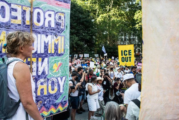 July 17, 2026, New York City, New York, USA: Good Trouble Lives On: ICE Out Rally in Foley Square.in Lower Manhattan. New York City USA  - ZUMAt442 20260717_znp_t442_004 Copyright: xBillyxTompkinsx