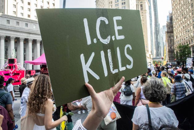 July 17, 2026, New York City, New York, USA: Good Trouble Lives On: ICE Out Rally in Foley Square.in Lower Manhattan. New York City USA  - ZUMAt442 20260717_znp_t442_005 Copyright: xBillyxTompkinsx