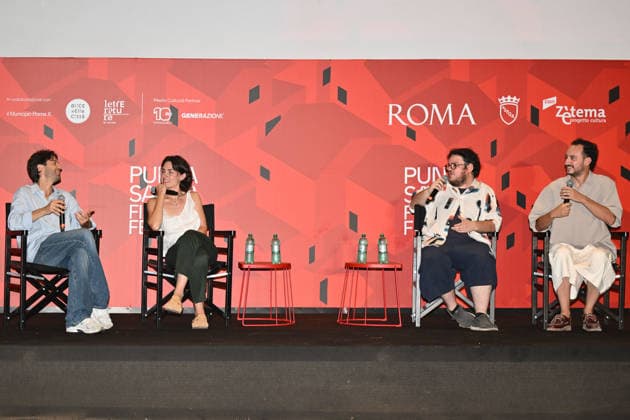 News - Romana Maggiora Vergano and Paolo Strippoli at Puntasacra Film Fest Paolo Strippoli, Romana Maggiora Vergano, Fabrizio Ciavoni and Riccardo Cozzari before the screening of La Valle dei Sorrisi at the Puntasacra Film Fest on July 17, 2026, in Idroscalo di Ostia, Rome, Italy. Rome Idroscalo di Ostia Italy Copyright: xDomenicoxCippitellix xLiveMediax LPN_2569383