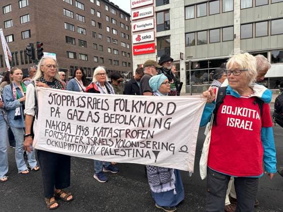 Protest in Stockholm against Israeli attacks on Palestine and Lebanon STOCKHOLM, SWEDEN - JULY 18: People gather to stage a protest against Israel s attacks on Palestine and Lebanon, in Stockholm, Sweden on July 18, 2026. Atila Altuntas Anadolu Stockholm Sweden. Editorial use only. Please get in touch for any other usage.  Copyright: x2026xAnadoluxAtilaxAltuntasx