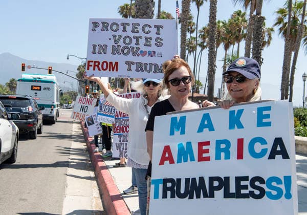 July 18, 2026, Santa Barbara, California, USA: People line the beach-side sidewalk of Cabrillo Boulevard at A Good Trouble Lives On rally to defend voting rights and to honor the legacy of the late civil rights leader and Congressman John Lewis. Santa Barbara USA  - ZUMAh13_ 20260718_zaf_h13_003 Copyright: xPJxHellerx