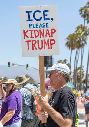 July 18, 2026, Santa Barbara, California, USA: People line the beach-side sidewalk of Cabrillo Boulevard at A Good Trouble Lives On rally to defend voting rights and to honor the legacy of the late civil rights leader and Congressman John Lewis. Santa Barbara USA  - ZUMAh13_ 20260718_zaf_h13_004 Copyright: xPJxHellerx
