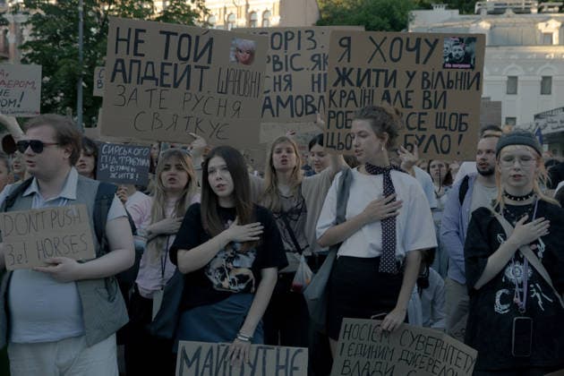 Protesters gather in Kyiv for a third consecutive day to denounce the dismissal of Ukrainian Defence Minister Fedorov. - 18 07 2026 - Ukraine Kyiv Oblast Kyiv () -  LouisxLemaire-Sicrex xLexPictorium LePictorium_0339191