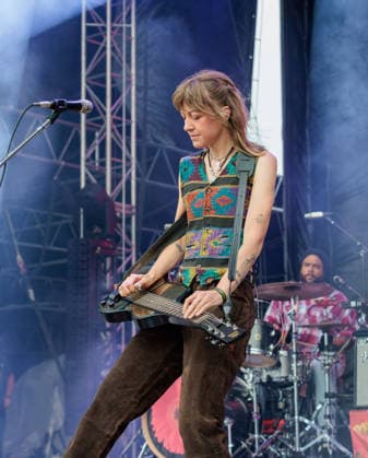 July 18, 2026, Marshfield, Massachusetts, USA: MEGAN LOVELL of Larkin Poe performs during the Levitate Music Festival in Marshfield, Massachusetts, on Saturday, July 18, 2026. Led by sisters Rebecca and Megan Lovell, the Grammy-winning roots rock duo is known for blending blues, Southern rock, and Americana with powerful guitar-driven performances. Marshfield USA  - ZUMAs379 20260718_znp_s379_004 Copyright: xDavexShrewsburyx