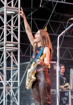 July 18, 2026, Marshfield, Massachusetts, USA: REBECCA LOVELL of Larkin Poe performs during the Levitate Music Festival in Marshfield, Massachusetts, on Saturday, July 18, 2026. Led by sisters Rebecca and Megan Lovell, the Grammy-winning roots rock duo is known for blending blues, Southern rock, and Americana with powerful guitar-driven performances. Marshfield USA  - ZUMAs379 20260718_znp_s379_006 Copyright: xDavexShrewsburyx