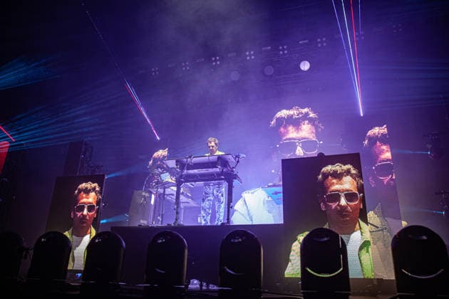 Jean Michel Jarre live in Modena, Italy - 18 Jul 2026 French musician and electronic music pioneer Jean-Michel Jarre performs live on stage at Piazza Roma in Modena for the Grand Finale of the Jazz Open Modena festival. The show, tour s only Italian date, fused music and technological innovation through the use of monumental lasers, artificial intelligence, and architectural mapping. Modena Italy Copyright: xCarloxVerganix xSOPAxImagesx JMJ26(5)