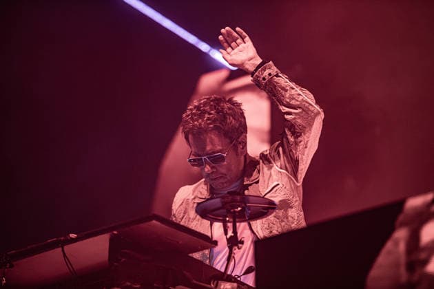 Jean Michel Jarre live in Modena, Italy - 18 Jul 2026 French musician and electronic music pioneer Jean-Michel Jarre performs live on stage at Piazza Roma in Modena for the Grand Finale of the Jazz Open Modena festival. The show, tour s only Italian date, fused music and technological innovation through the use of monumental lasers, artificial intelligence, and architectural mapping. Modena Italy Copyright: xCarloxVerganix xSOPAxImagesx JMJ26(6)