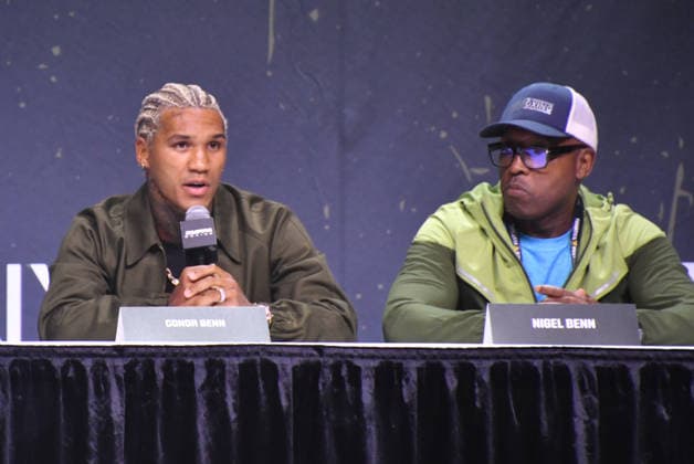 NEW YORK, NY - JULY 18: Conor Benn and Nigel Benn pictured during Zuffa Boxing Press Conference on day 3 of Fanatics Fest NYC on July 18, 2026 at Javits Center in New York City. Copyright: xmpi099 MediaPunchx