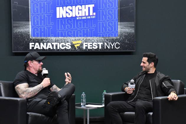 NEW YORK, NY - JULY 18: Mark Calaway, aka, The Undertaker and Chris Van Vliet pictured during Insight With Chris Van Vliet on day 3 of Fanatics Fest NYC on July 18, 2026 at Javits Center in New York City. Copyright: xmpi099 MediaPunchx