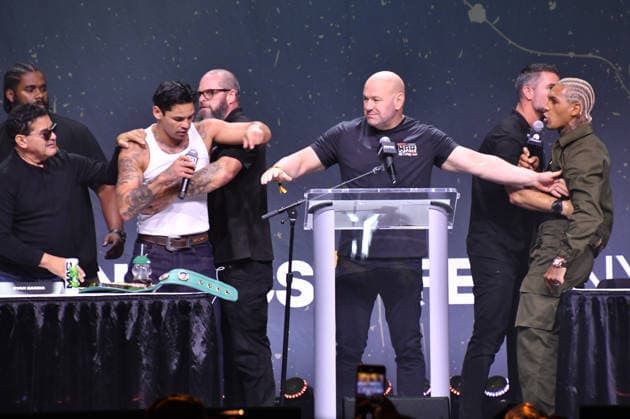 NEW YORK, NY - JULY 18: Henry Garcia, Ryan Garcia, Dana White and Conor Benn pictured during Zuffa Boxing Press Conference on day 3 of Fanatics Fest NYC on July 18, 2026 at Javits Center in New York City. Copyright: xmpi099 MediaPunchx