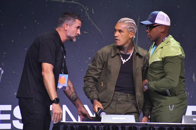 NEW YORK, NY - JULY 18: Conor Benn and Nigel Benn pictured during Zuffa Boxing Press Conference on day 3 of Fanatics Fest NYC on July 18, 2026 at Javits Center in New York City. Copyright: xmpi099 MediaPunchx