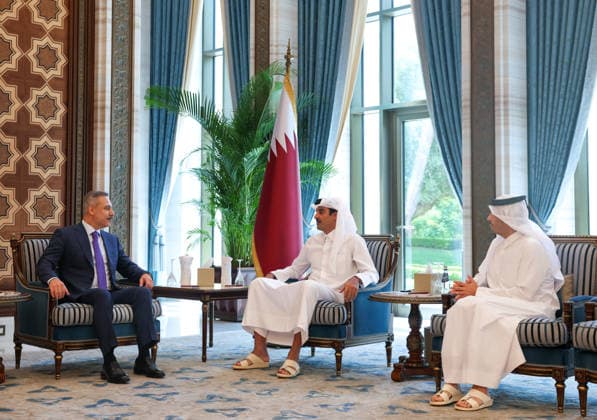 Turkish Foreign Minister Hakan Fidan in Qatar DOHA, QATAR- JULY 19: (----EDITORIAL USE ONLY MANDATORY CREDIT - TURKISH FOREIGN MINISTRY HANDOUT - NO MARKETING NO ADVERTISING CAMPAIGNS - DISTRIBUTED AS A SERVICE TO CLIENTS----) Turkish Foreign Minister Hakan Fidan (L) meets with Qatar s Emir Sheikh Tamim bin Hamad Al Thani (C) during his official visit to Doha, Qatar, on July 19, 2026. Turkish Foreign Ministry Anadolu Doha Qatar. Editorial use only. Please get in touch for any other usage.  Copyright: x2026xAnadoluxTurkishxForeignxMinistryx