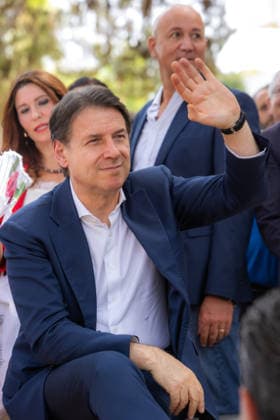 Italy: Giuseppe Conte in Palermo for against mafia s debate Giuseppe Conte, Five Stars Movement s leader, is in Palermo for the against the mafia debate. Palermo Italy Copyright: AntonioxMelita