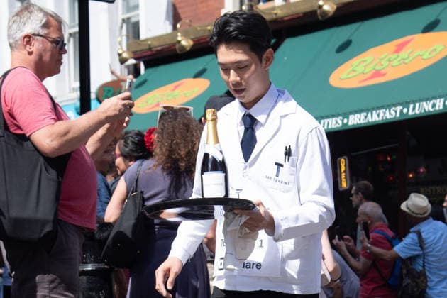 SOHO Waiters Race at SOHO, London, UK - Sun 19 July 2026 Waiters from various London restaurants take part in the annual SOHO Waiters Race, balancing a champagne bottle and a glass around SOHO in London, England, UK on Sunday 19 July 2026 as part of the SOHO Village Fete., Credit:Justin Ng Avalon UK, England, London, SOHO  Copyright: xJustinxNgx xAvalonx 1117372192