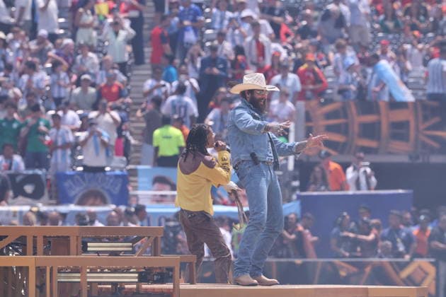 RECORD DATE NOT STATED 2026 World Cup Final - Post Malone At Closing Ceremony - USA Post Malone performs during the Closing ceremony ahead of the FIFA World Cup 2026 final football match between Spain and Argentina on July 19, 2026 in East Rutherford, NJ, USA. Photo by Charles Guerin ABACAPRESS.COM East Rutherford NJ United States  Copyright: xGuerinxCharles ABACAx