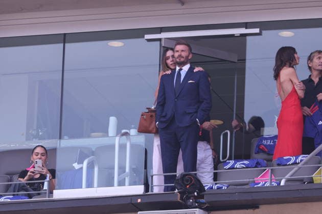 2026 World Cup Final - Beckham Family In The Stands - USA Victoria Beckham and David Beckham in the stands during the Closing ceremony ahead of the FIFA World Cup 2026 final football match between Spain and Argentina on July 19, 2026 in East Rutherford, NJ, USA. Photo by Charles Guerin ABACAPRESS.COM East Rutherford NJ United States  Copyright: xGuerinxCharles ABACAx