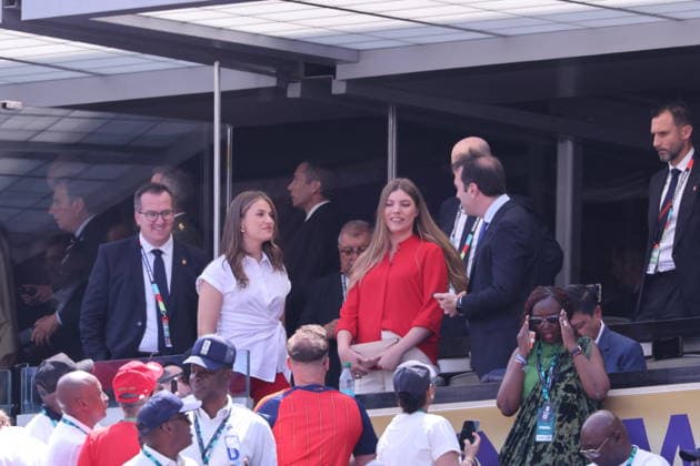 2026 World Cup Final - Spanish Royals In The Stands - USA Princess Leonor and Princess Infanta Sofia of Spain in the stands during the Closing ceremony ahead of the FIFA World Cup 2026 final football match between Spain and Argentina on July 19, 2026 in East Rutherford, NJ, USA. Photo by Charles Guerin ABACAPRESS.COM East Rutherford NJ United States  Copyright: xGuerinxCharles ABACAx