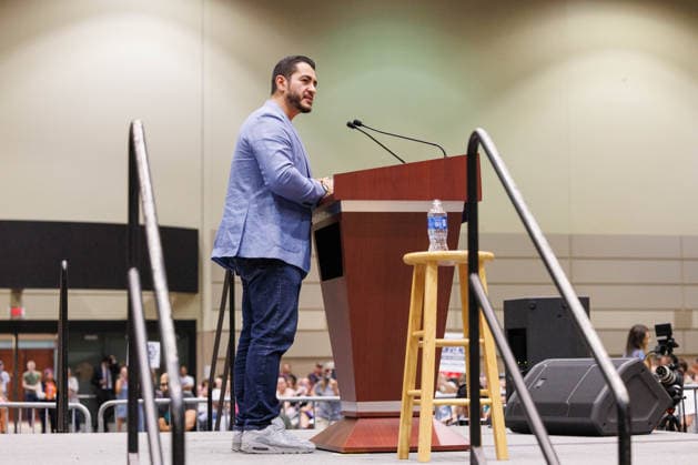 July 19, 2026, Lansing, Michigan, USA: U.S. Senate candidate ABDUL EL-SAYED speaks at a rally with U.S. Sen. Bernie Sanders, U.S. Rep. Alexandria Ocasio-Cortez and U.S. House candidate William Lawrence in Lansing, Mich., on July 19, 2026. Lansing USA  - ZUMAr192 20260719_znp_r192_023 Copyright: xAndrewxRothx