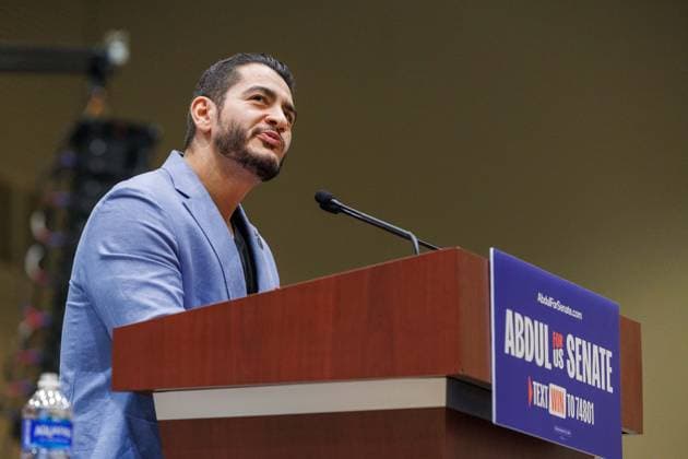 July 19, 2026, Lansing, Michigan, USA: U.S. Senate candidate ABDUL EL-SAYED speaks at a rally with U.S. Sen. Bernie Sanders, U.S. Rep. Alexandria Ocasio-Cortez and U.S. House candidate William Lawrence in Lansing, Mich., on July 19, 2026. Lansing USA  - ZUMAr192 20260719_znp_r192_024 Copyright: xAndrewxRothx