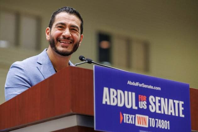 July 19, 2026, Lansing, Michigan, USA: U.S. Senate candidate ABDUL EL-SAYED speaks at a rally with U.S. Sen. Bernie Sanders, U.S. Rep. Alexandria Ocasio-Cortez and U.S. House candidate William Lawrence in Lansing, Mich., on July 19, 2026. Lansing USA - ZUMAr192 20260719_znp_r192_033 Copyright: xAndrewxRothx