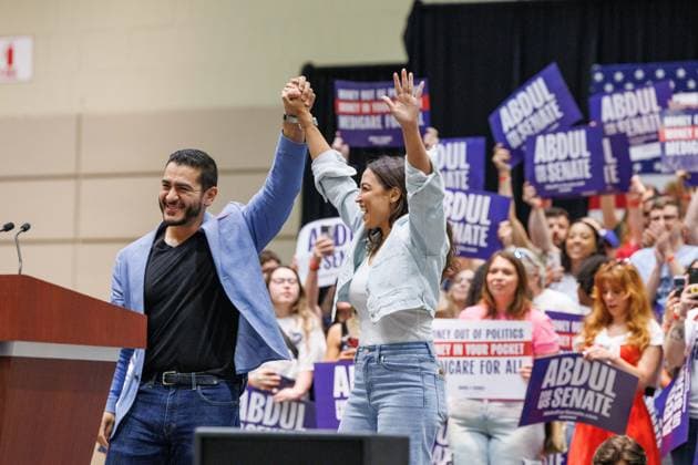 July 19, 2026, Lansing, Michigan, USA: U.S. Senate candidate ABDUL EL-SAYED speaks at a rally with U.S. Sen. Bernie Sanders, U.S. Rep. Alexandria Ocasio-Cortez and U.S. House candidate William Lawrence in Lansing, Mich., on July 19, 2026. Lansing USA - ZUMAr192 20260719_znp_r192_039 Copyright: xAndrewxRothx