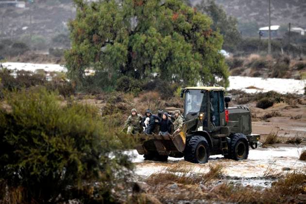 Coquimbo, July 19, 2026 In the municipality of Coquimbo, in the rural area of Tambillos, the Chilean Army is using heavy machinery to rescue families who have been cut off due to the flooding of the Alejandro Pizarro Aton Chile ravines, CHILE Aton 1173900  Copyright: AlejandroxPizarro AtonxChile