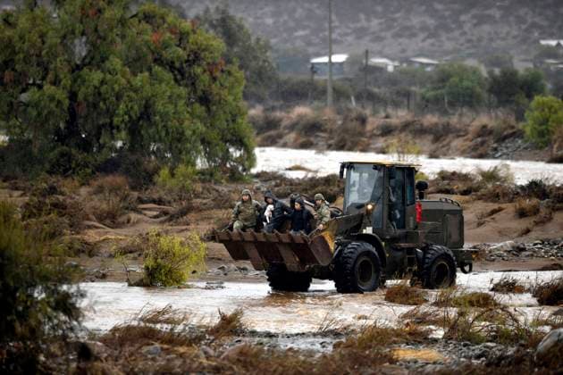 Coquimbo, July 19, 2026 In the municipality of Coquimbo, in the rural area of Tambillos, the Chilean Army is using heavy machinery to rescue families who have been cut off due to flooding in the Alejandro Pizarro Aton Chile ravines, CHILE Aton 1173899  Copyright: AlejandroxPizarro AtonxChile