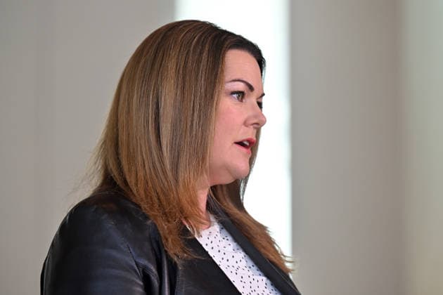 SARAH HANSON YOUNG PRESSER, Greens Senator Sarah Hanson-Young speaks to journalists at a press conference at Parliament House in Canberra, Monday, July 20, 2026. ( NO ARCHIVING CANBERRA AUSTRALIAN CAPITAL TERRITORY AUSTRALIA  Copyright: xMICKxTSIKASx 20260720180059034187