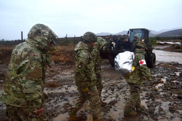 Coquimbo, July 19, 2026 In the municipality of Coquimbo, in the rural area of Tambillos, the Chilean Army is using heavy machinery to rescue families who have been cut off due to flooding in the Alejandro Pizarro Aton Chile ravines, CHILE Aton 1173911  Copyright: AlejandroxPizarro AtonxChile
