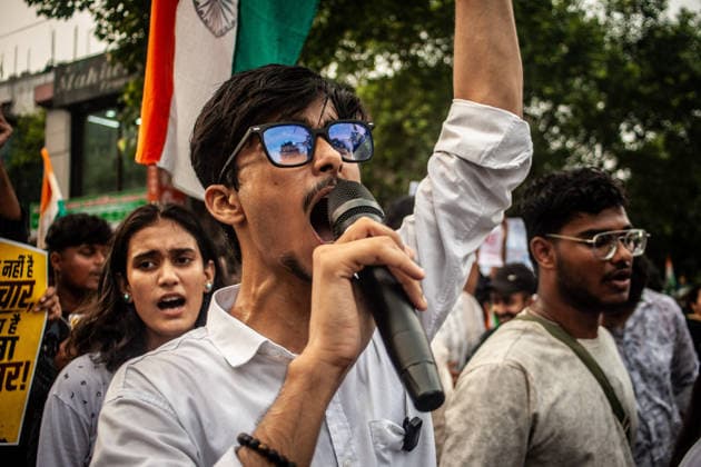 Protest held in solidarity with hospitalized activist Sonam Wangchuk in Jamshedpur - 19 Jul 2026 Protesters chant slogans during a demonstration. The protest was organized in solidarity with the Indian activist Sonam Wangchuk, who was on a hunger strike at Jantar Mantar, Delhi, and recently got taken to the hospital by the Delhi Police because of his deteriorating health, which led to a nationwide protest. Sonam is demanding the resignation of Indian Minister of Education Dharmendra Pradhan because of recent NEET paper leaks which effected lakhs of students nationwide in India. Jamshedpur India Copyright: xYousufxSarfarazx xSOPAxImagesx EDUCATION_PROTEST_YSARFARAZ-11