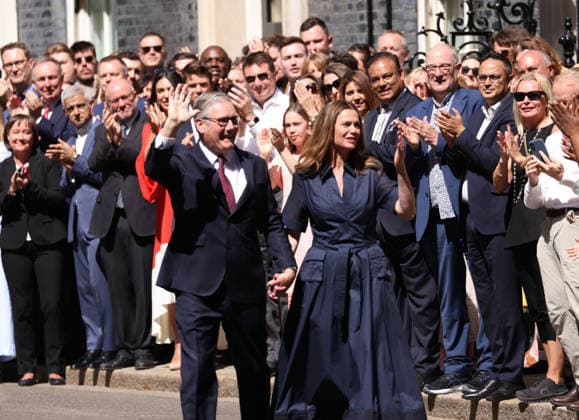 Sir Keir Starmer, British Prime Minister and wife Victoria leaving after Sir Keir Starmer gave a final speech as Labour Prime Minister before leaving Number 10 Downing Street to go to Buckingham Palace to meet King Charles III and formally offer his resignation. Andy Burnham will then make his way to Buckingham Palace and King Charles III will ask him to form a government. Once Burnham accepts this, he will become Prime Minister and head to Downing Street to speak to the nation and the world. Sir Keir Starmer, and Andy Burnham, British Prime Minister, Number 10 Downing Street, London, 20th July, 2026.  .