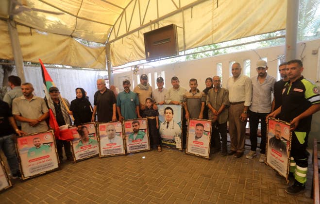 Palestinians hold solidarity rally for prisoners in Gaza City Palestinians take part in a solidarity rally outside the International Committee of the Red Cross (ICRC) headquarters in Gaza City, on July 20, 2026, in support of Palestinian prisoners held in Israeli jails. The demonstration, organized by the Prisoners Committee of the National and Islamic Forces, called for the release of prisoners and urged the international community to protect their rights and end their detention. Photo by Mohammed Salha apaimages Gaza Gaza Strip Palestinian Territory 200726_Gaza_MS_00(24) Copyright: xapaimagesxMohammedxSalhax xapaimagesx