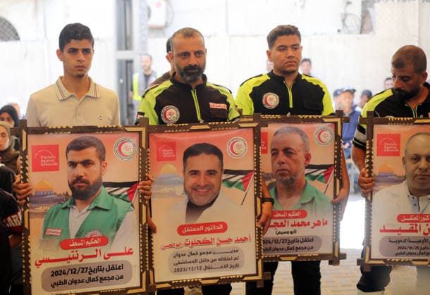 Palestinians hold solidarity rally for prisoners in Gaza City Palestinians take part in a solidarity rally outside the International Committee of the Red Cross (ICRC) headquarters in Gaza City, on July 20, 2026, in support of Palestinian prisoners held in Israeli jails. The demonstration, organized by the Prisoners Committee of the National and Islamic Forces, called for the release of prisoners and urged the international community to protect their rights and end their detention. Photo by Mohammed Salha apaimages Gaza Gaza Strip Palestinian Territory 200726_Gaza_MS_00(11) Copyright: xapaimagesxMohammedxSalhax xapaimagesx