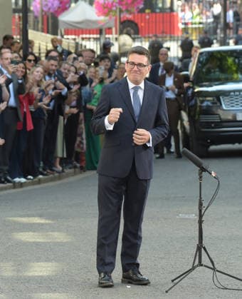 Andy Burnham Prime Minister Andy Burnham gives his first address as the 59th Prime Minister of the UK outside No10 Downing Street London UK London Westminster UK Copyright: xMartinxDaltonx Politicians_London_200726_MD_032