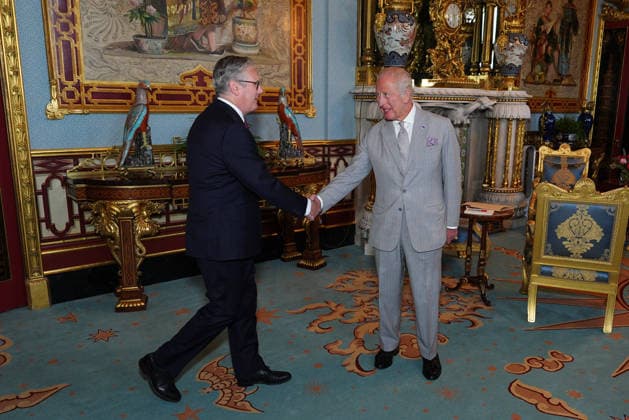 Andy Burnham becomes new PM King Charles III welcomes outgoing Prime Minister Sir Keir Starmer, during an audience at Buckingham Palace, London, where he will formally resign as Prime Minister after losing the Labour leadership contest to Andy Burnham who will become the new Prime Minister. Picture date: Monday July 20, 2026., Credit:Aaron Chown PA ROTA - B68 Avalon UK, London  Copyright: xAaronxChownx xPAxROTAx-xB68x xAvalonx 1117556209