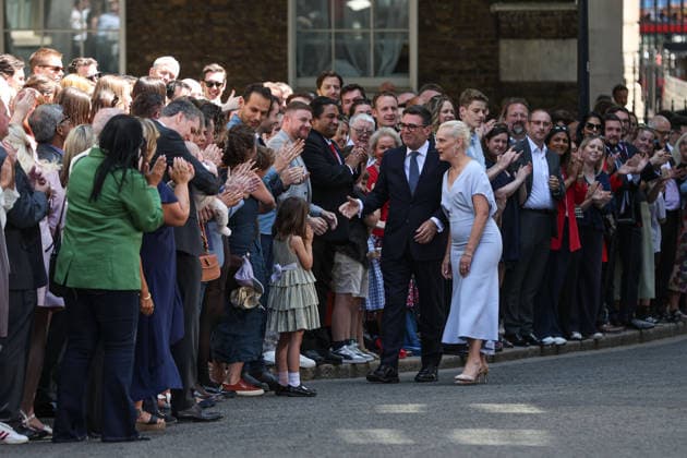 Andy Burnham becomes new UK prime minister LONDON, UK - JULY 20: Britain s new Prime Minister Andy Burnham and his wife Marie-France van Heel arrive for the official speech at 10 Downing Street in central London after being invited by King Charles III to form a new government, United Kingdom on July 20, 2026. Zeynep Demir Anadolu London United Kingdom. Editorial use only. Please get in touch for any other usage.  Copyright: x2026xAnadoluxZeynepxDemirx
