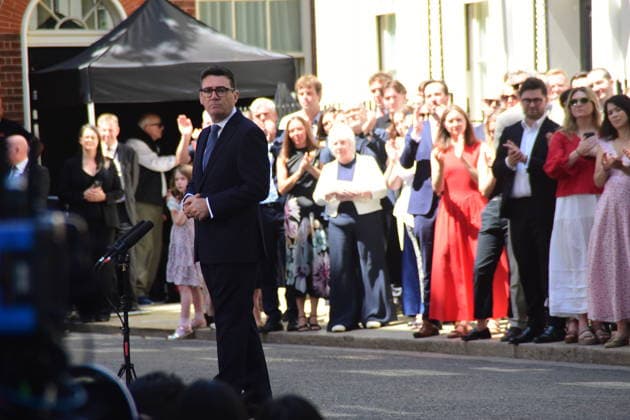 Andy Burnham becomes new UK prime minister LONDON, UNITED KINGDOM - JULY 20: Britain s new Prime Minister Andy Burnham delivers his first speech outside 10 Downing Street in central London after being invited by King Charles III to form a new government, United Kingdom, on July 20, 2026. Behlul Cetinkaya Anadolu London United Kingdom. Editorial use only. Please get in touch for any other usage.  Copyright: x2026xAnadoluxBehlulxCetinkayax