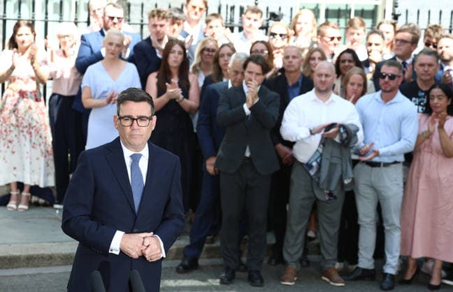 Andy Burnham, new British Prime Minister Arrives at 10 Downing Street. Andy Burnham, the new British Prime Minister and leader of the Labour Party, arrives at 10 Downing Street. He is seen speaking to the press and his supporters. His wife Marie-France van Heel is in the background. London, UK, 20 July 2026. London 10 Downing Street UK Copyright: xFredxDuvalx