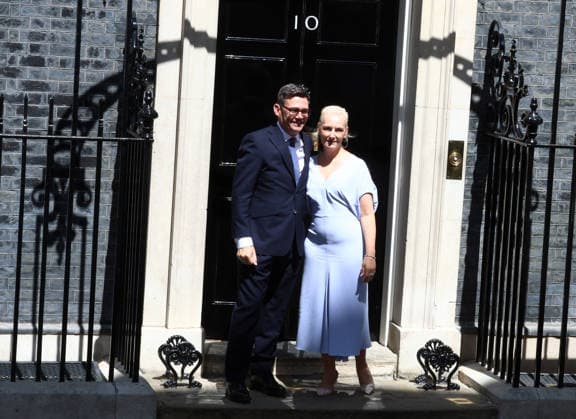 July 20, 2026, London, United Kingdom: New Prime Minister and Leader of the Labour Party Andy Burnham and wife Marie France van Heel pose outside 10 Downing Street. London United Kingdom - ZUMAs197 20260720_aaa_s197_079 Copyright: xFredxDuvalx