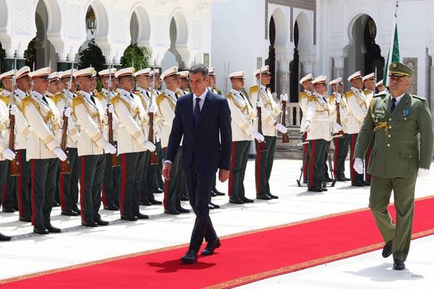 Algerian Prime Minister Sifi Ghrieb receives Spanish Prime Minister Pedro Sanchez during an official visit in Algiers, Algeria on July 20, 2026. Cordon Press  FERNANDOxCALVO