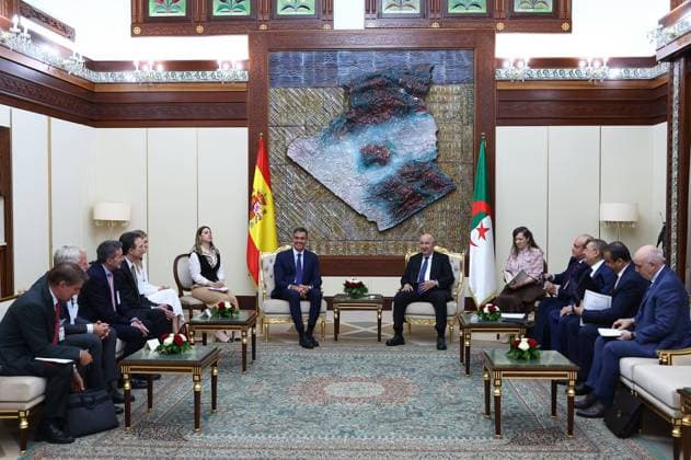 Algerian Prime Minister Sifi Ghrieb receives Spanish Prime Minister Pedro Sanchez during an official visit in Algiers, Algeria on July 20, 2026. Cordon Press  FERNANDOxCALVO