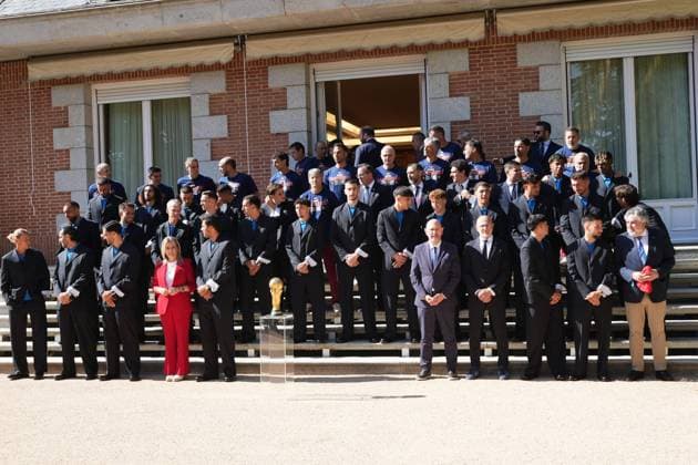 King Felipe VI, Queen Letizia, Princess Leonor and Princess Infanta Sofia at royal reception to honour the Spain Soccer team after their victory in the World Cup USA and Mexico 2026 in Madrid on Modany, 20 July 2026 Cordon Press 